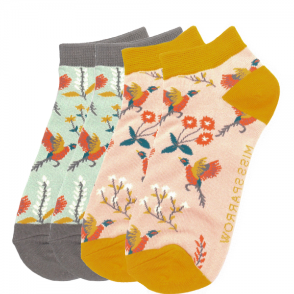 Pheasants & Flowers Trainer Socks