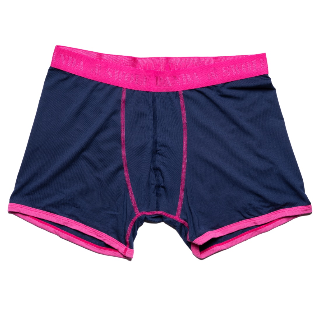 Bamboo Boxers - Navy with Pink Band